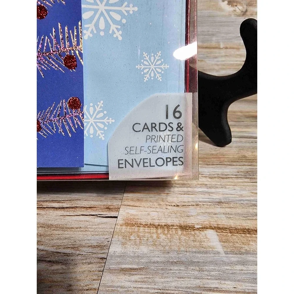 NEW American Greetings New York Christmas Tree Card Glittered Foil & Stickers